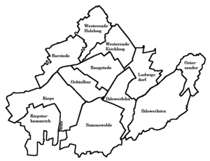 Karte der Ortschaften der Gemeinde Ihlow