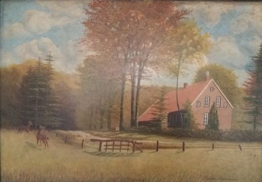 Gemälde vom Forsthaus Ihlow Hippe Janssen um 1920