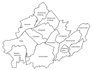 Karte der Ortschaften der Gemeinde Ihlow